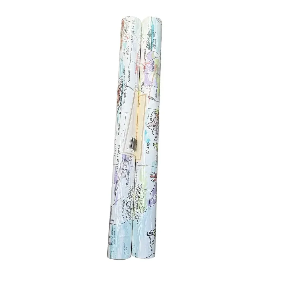 Carey Lind Wallpaper Map Travel Coastal City Style KD0342 One Roll NEW 11 yrds